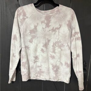 Athleta Mauve and White Tie-Dye Crewneck Sweatshirt
